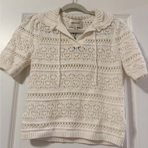 Industry White Knit V-Neck Top